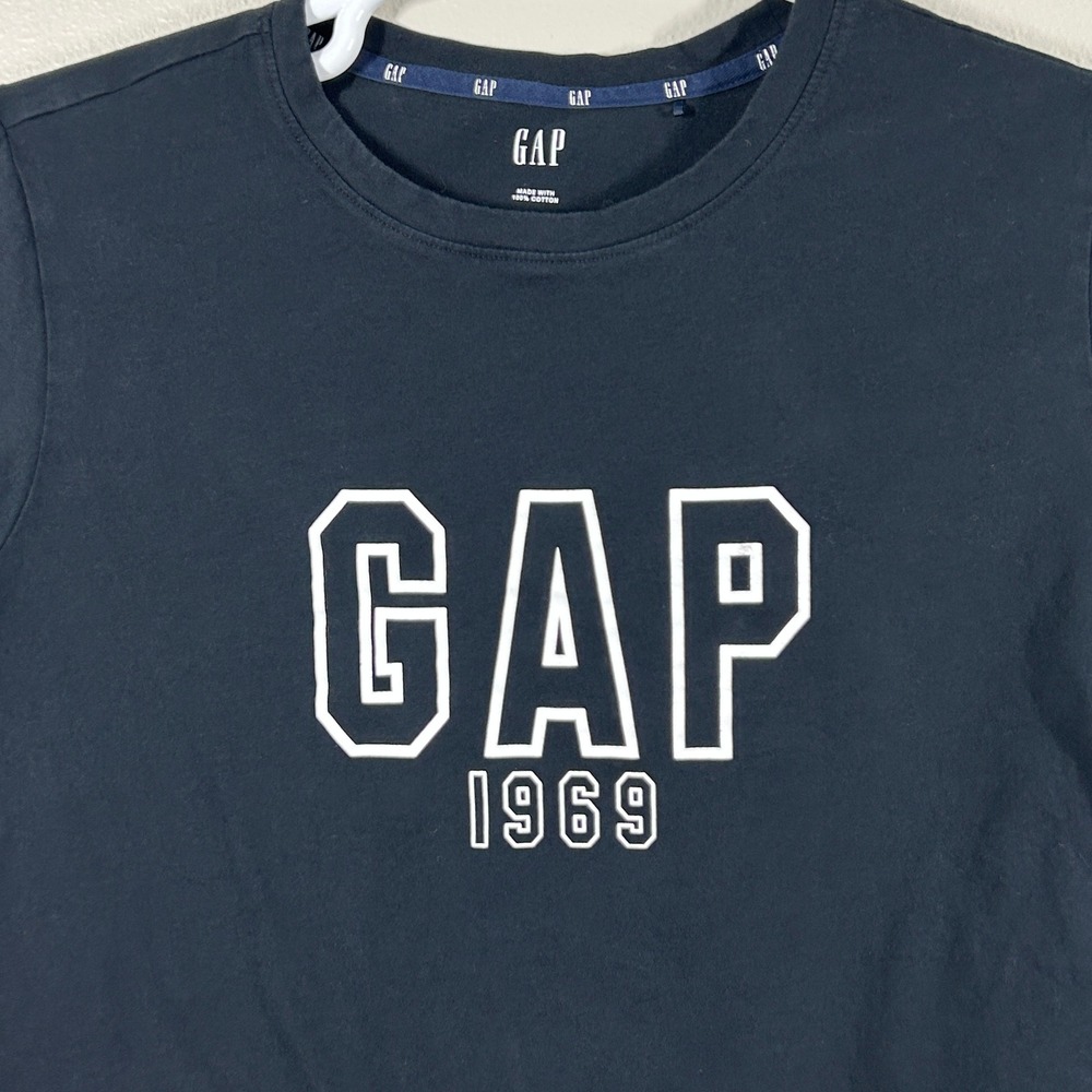 GAP 1969 Women Black Cotton Graphic Logo Short Sleeve T-Shirt XL QLT71475